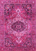 Machine Washable Medallion Pink Traditional Rug, wshtr3352pnk