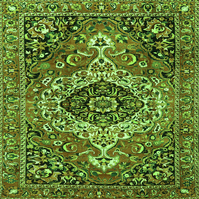 Serging Thickness of Medallion Green Traditional Rug, tr3352grn