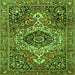 Serging Thickness of Medallion Green Traditional Rug, tr3352grn