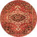 Machine Washable Medallion Orange Traditional Area Rugs, wshtr3352org