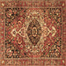 Square Machine Washable Medallion Brown Traditional Rug, wshtr3352brn