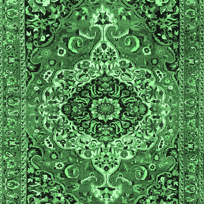 Machine Washable Medallion Emerald Green Traditional Area Rugs, wshtr3352emgrn