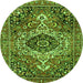 Machine Washable Medallion Green Traditional Area Rugs, wshtr3352grn