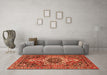 Machine Washable Medallion Orange Traditional Area Rugs in a Living Room, wshtr3352org