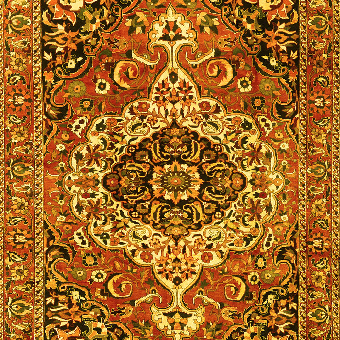 Machine Washable Medallion Yellow Traditional Rug, wshtr3352yw