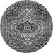 Machine Washable Medallion Gray Traditional Rug, wshtr3352gry