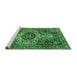 Sideview of Machine Washable Medallion Emerald Green Traditional Area Rugs, wshtr3352emgrn