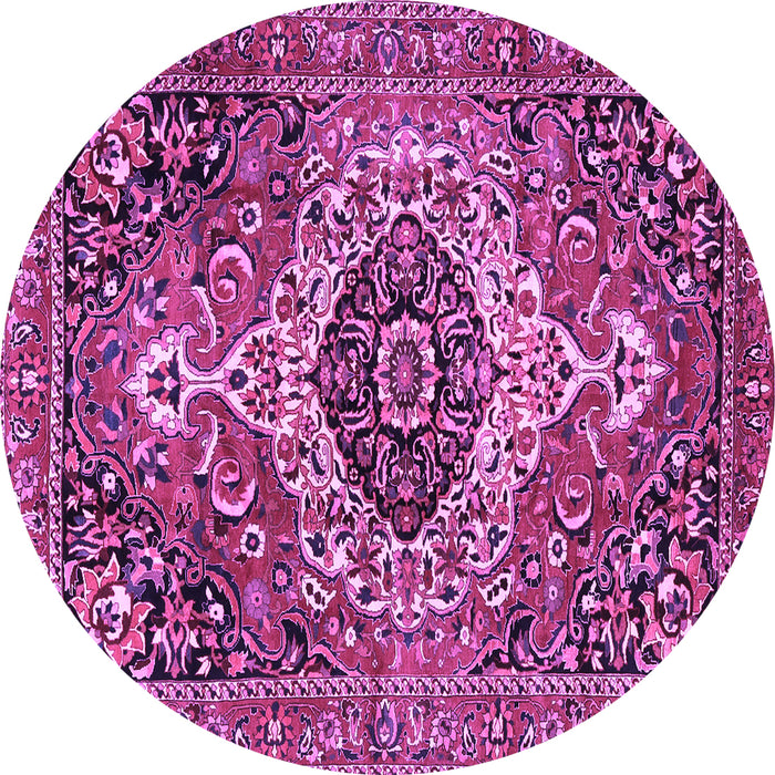 Round Medallion Purple Traditional Rug, tr3352pur