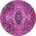 Round Medallion Purple Traditional Rug, tr3352pur