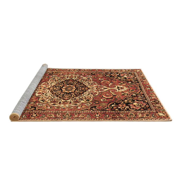 Sideview of Machine Washable Medallion Brown Traditional Rug, wshtr3352brn