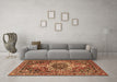 Machine Washable Medallion Brown Traditional Rug in a Living Room,, wshtr3352brn