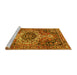 Sideview of Machine Washable Medallion Yellow Traditional Rug, wshtr3352yw