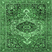 Square Machine Washable Medallion Emerald Green Traditional Area Rugs, wshtr3352emgrn