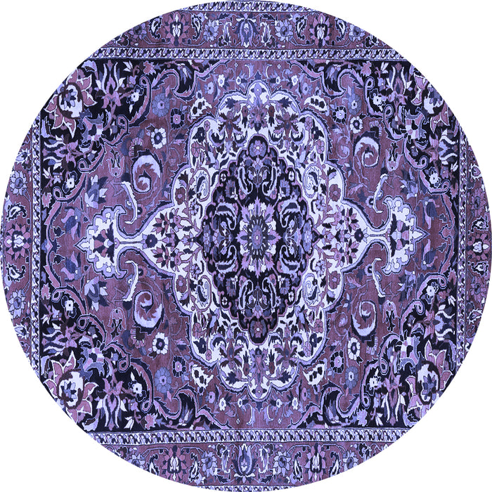 Round Medallion Blue Traditional Rug, tr3352blu