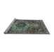 Sideview of Machine Washable Medallion Light Blue Traditional Rug, wshtr3352lblu