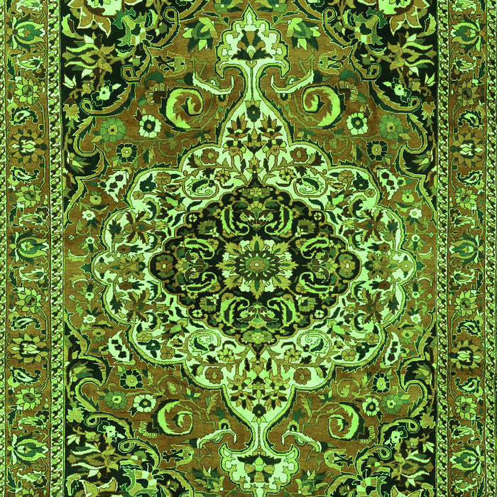 Serging Thickness of Machine Washable Medallion Green Traditional Area Rugs, wshtr3352grn