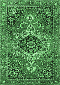 Medallion Emerald Green Traditional Rug, tr3352emgrn