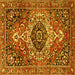 Square Medallion Yellow Traditional Rug, tr3352yw