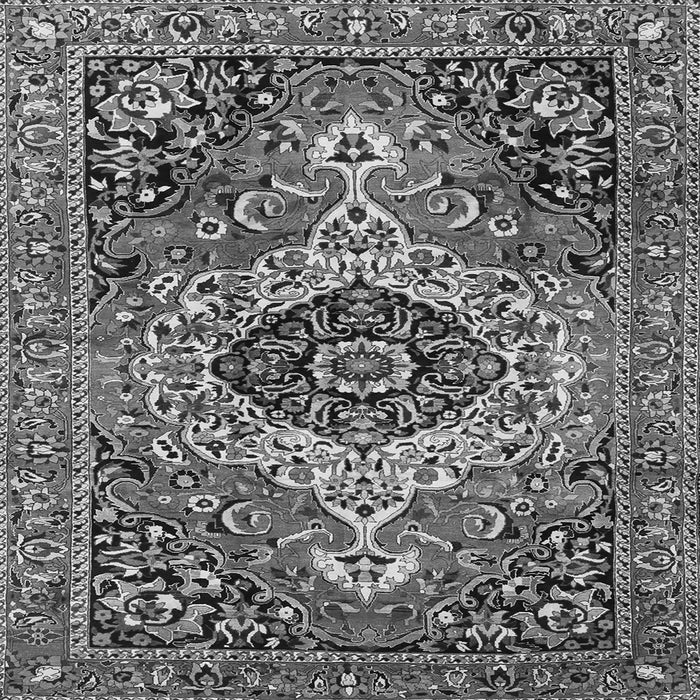 Round Machine Washable Medallion Gray Traditional Rug, wshtr3352gry