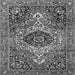 Round Machine Washable Medallion Gray Traditional Rug, wshtr3352gry