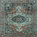 Square Medallion Light Blue Traditional Rug, tr3352lblu