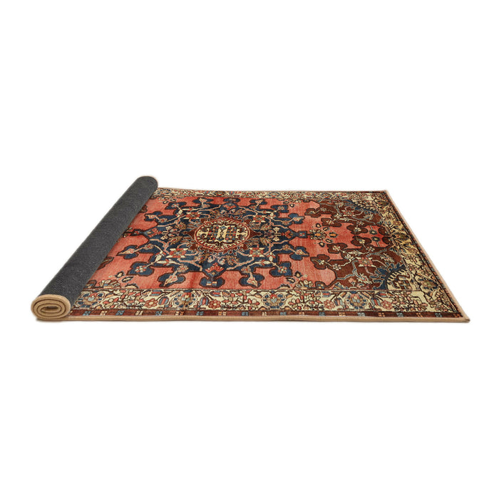 Sideview of Traditional Saffron Red Medallion Rug, tr3353