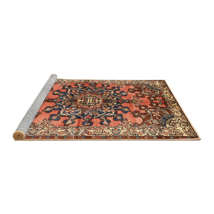 Sideview of Machine Washable Traditional Saffron Red Rug, wshtr3353
