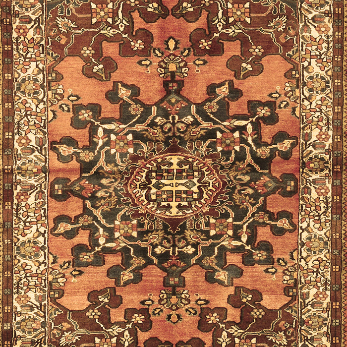 Machine Washable Medallion Brown Traditional Rug, wshtr3353brn