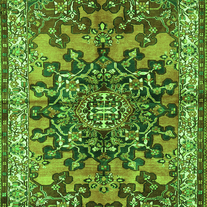 Serging Thickness of Machine Washable Medallion Green Traditional Area Rugs, wshtr3353grn