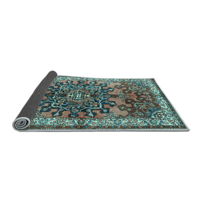Sideview of Medallion Light Blue Traditional Rug, tr3353lblu