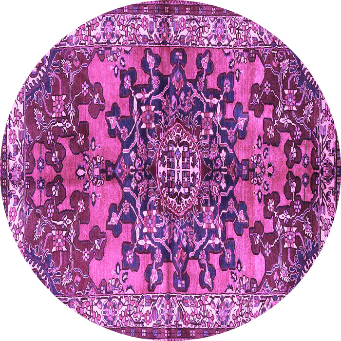 Round Medallion Purple Traditional Rug, tr3353pur