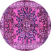 Round Medallion Purple Traditional Rug, tr3353pur