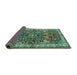 Sideview of Medallion Turquoise Traditional Rug, tr3353turq