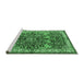 Sideview of Machine Washable Medallion Emerald Green Traditional Area Rugs, wshtr3353emgrn