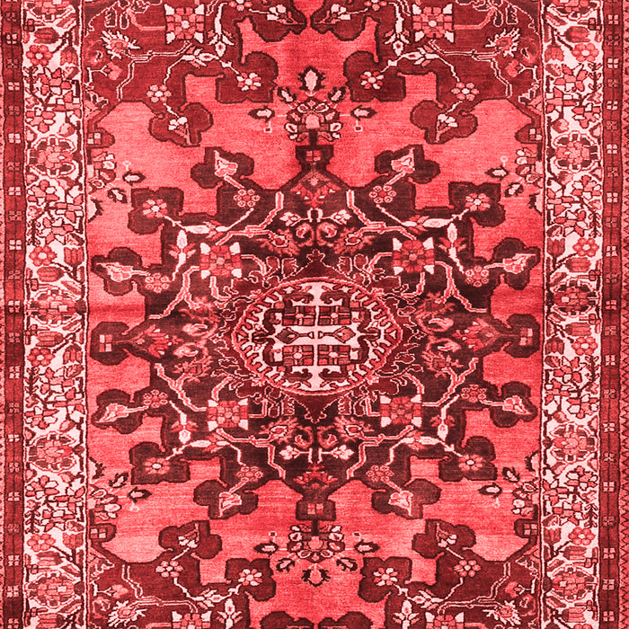Machine Washable Medallion Red Traditional Rug, wshtr3353red