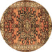 Round Medallion Brown Traditional Rug, tr3353brn