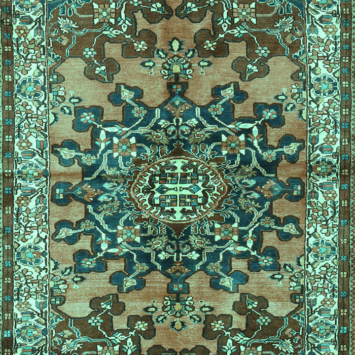 Machine Washable Medallion Turquoise Traditional Area Rugs, wshtr3353turq