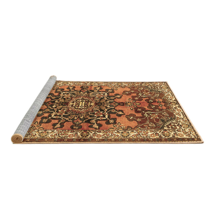 Sideview of Machine Washable Medallion Brown Traditional Rug, wshtr3353brn