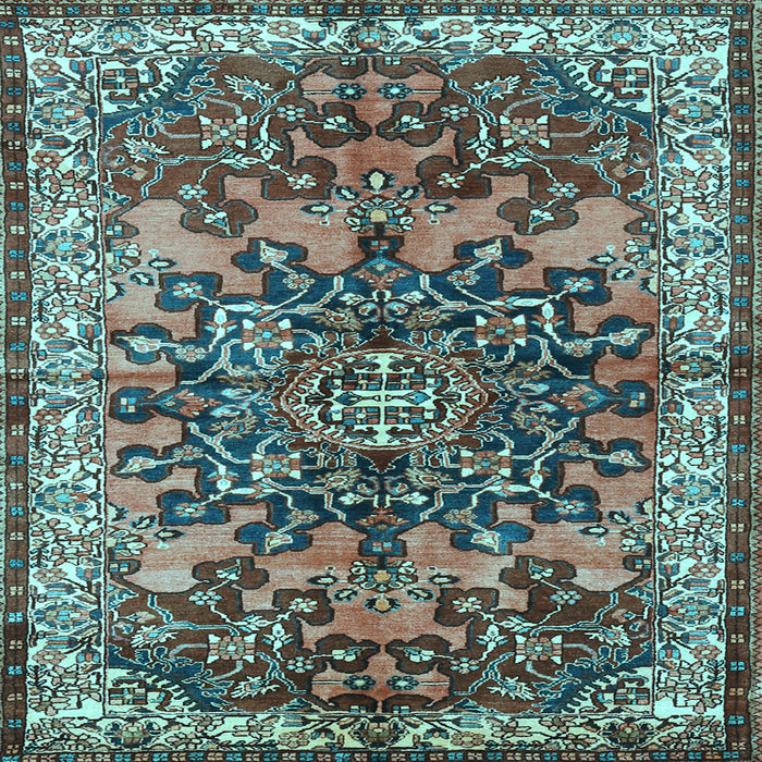 Square Medallion Light Blue Traditional Rug, tr3353lblu