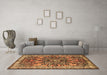 Machine Washable Medallion Brown Traditional Rug in a Living Room,, wshtr3353brn