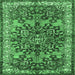 Square Machine Washable Medallion Emerald Green Traditional Area Rugs, wshtr3353emgrn