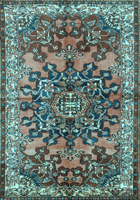 Medallion Light Blue Traditional Rug, tr3353lblu