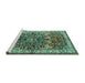 Sideview of Machine Washable Medallion Turquoise Traditional Area Rugs, wshtr3353turq