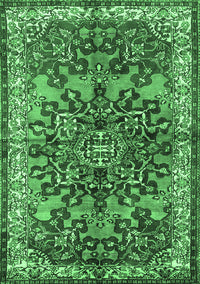 Medallion Emerald Green Traditional Rug, tr3353emgrn