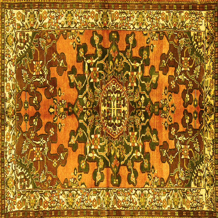 Square Medallion Yellow Traditional Rug, tr3353yw