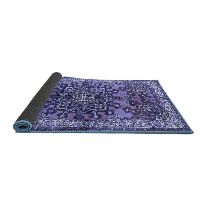 Sideview of Medallion Blue Traditional Rug, tr3353blu