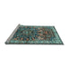 Sideview of Machine Washable Medallion Light Blue Traditional Rug, wshtr3353lblu