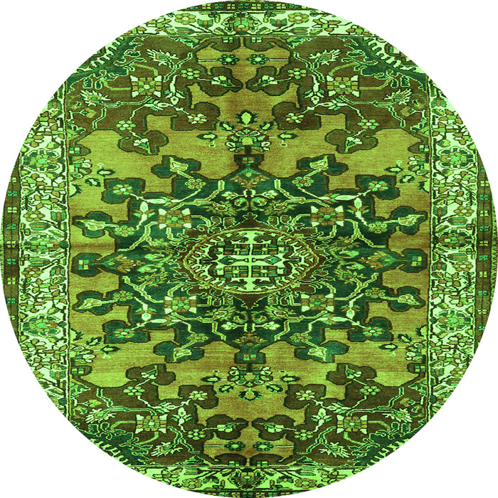 Square Medallion Green Traditional Rug, tr3353grn