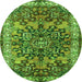 Square Medallion Green Traditional Rug, tr3353grn