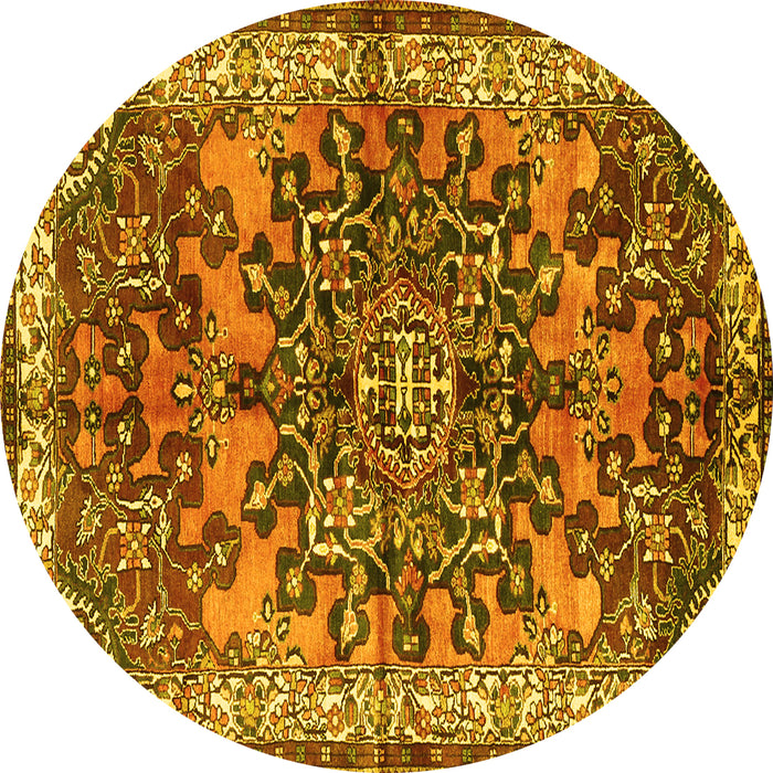 Round Medallion Yellow Traditional Rug, tr3353yw